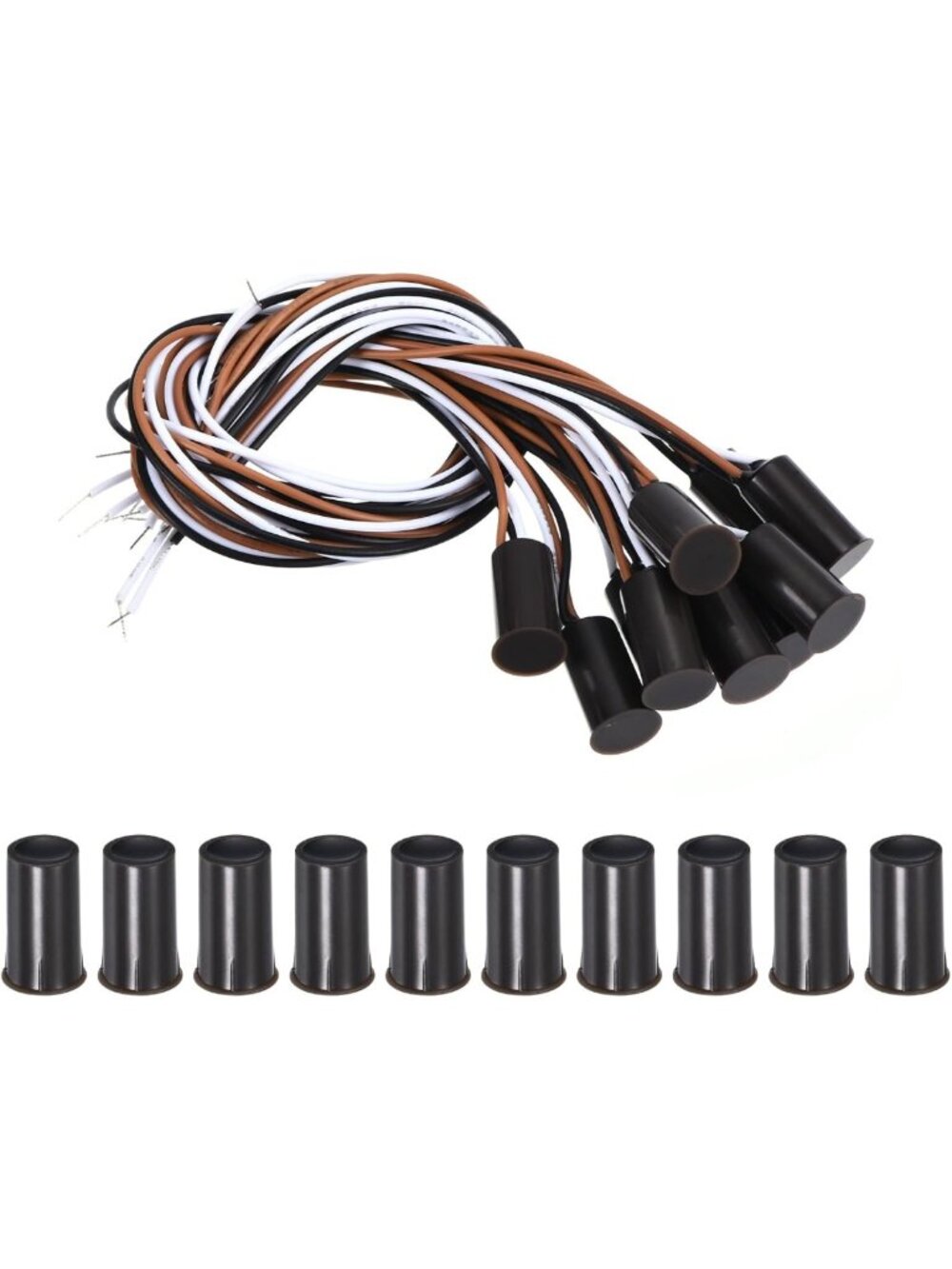 Magnetic Reed Switch 10 Pack - Wired Door & Window Alarm Contact Sensors, Brown